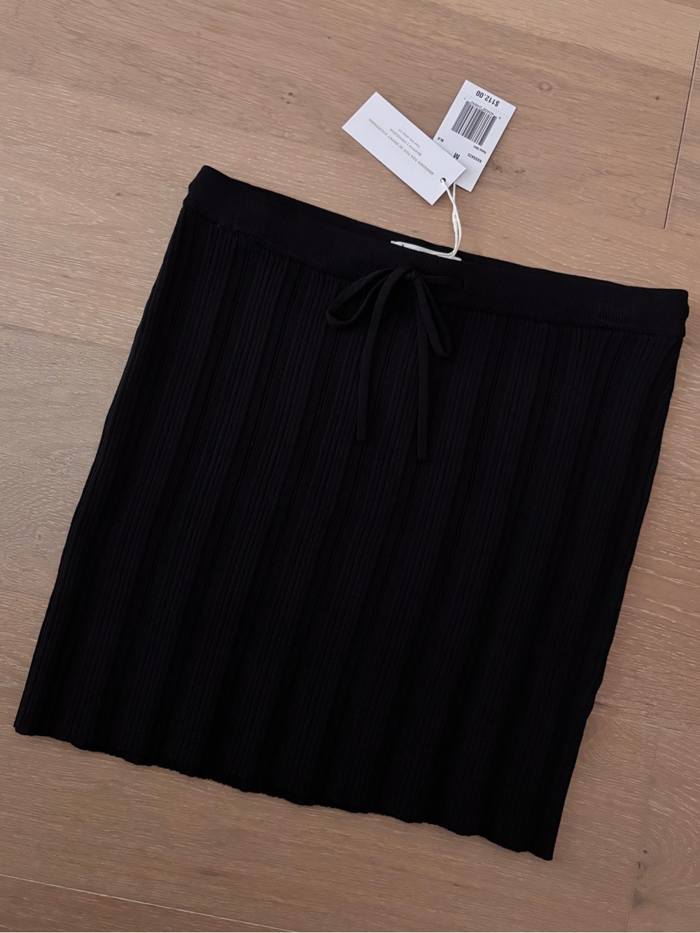 LSpace - Black Ribbed Knit Drawstring Mini Skirt